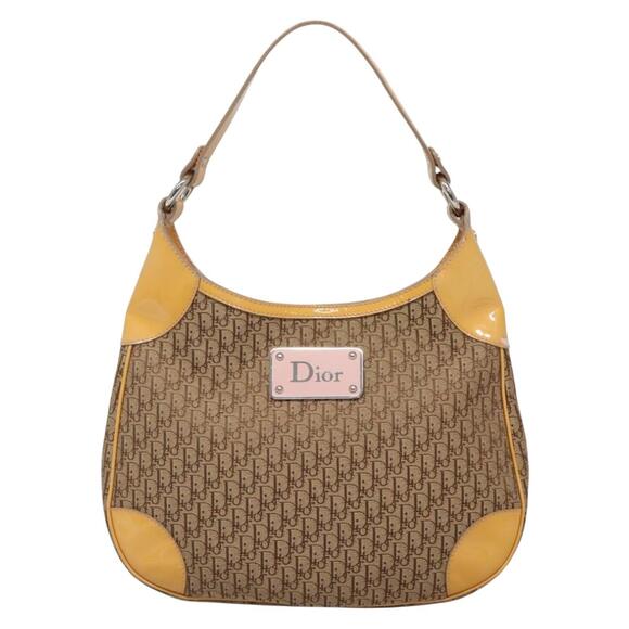 DIOR Trotter Canvas Shoulder Bag Beige Silver - Picture 2 of 13